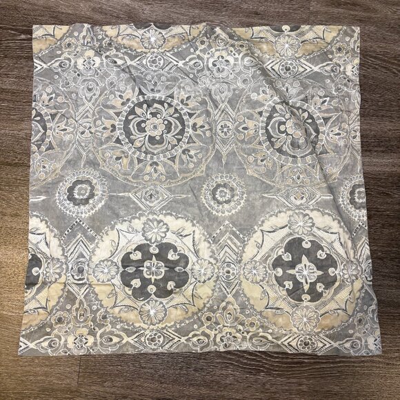 Pottery Barn Jacquelyn Medallion Organic Sateen King Duvet + 3 Euro Shams Gray - Picture 2 of 9